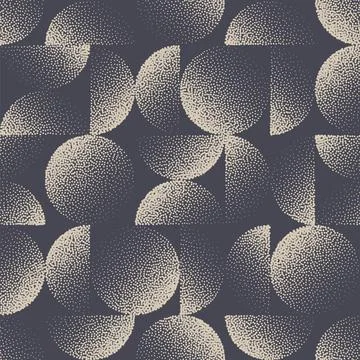 Bauhaus Seamless Pattern Stippled Circles Aesthetic Vector Abstract Background Stock Illustration