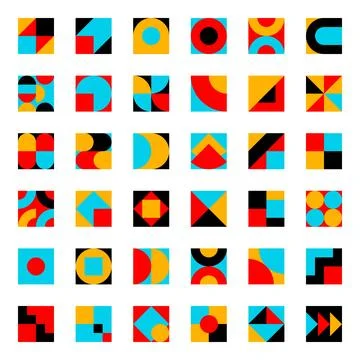 Bauhaus set of elements. Abstract decorations in vintage retro style. Stock Illustration
