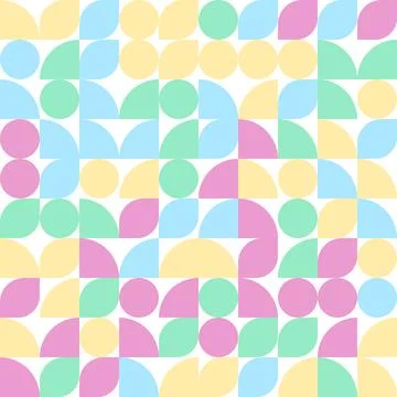 Bauhaus Style geometric pattern circle and leaf shape in easter color イラスト素材