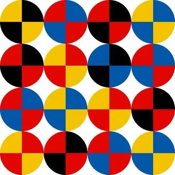 Bauhaus Style Geometric Seamless Pattern Vector Abstract Design 스톡 일러스트
