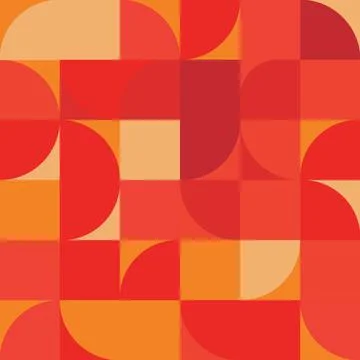 Bauhaus vector geometric seamless pattern. Warm colors. Mid-century background Stock Illustration