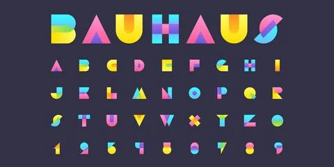 Bauhaus Vector Typography on Dark Background with Highlighted Bauhaus Title Illustrazione stock