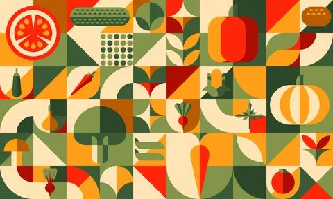 Bauhaus vegetable abstract geometric pattern Stock Illustration