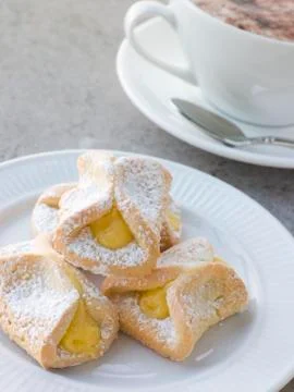 Bauletti Lemon Biscuits with a Cappucino Stock Photos