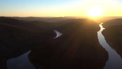 Baumgipfelfahrt on Saarschleife in Germany. Stock-Footage 70513019