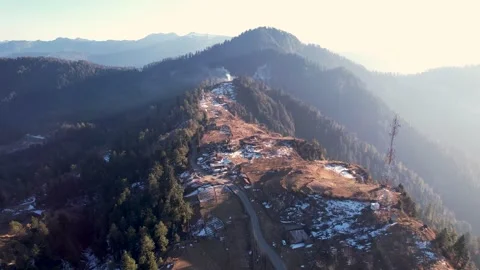 Bautiful drone shot of forest with sunset 库存影片 232715566