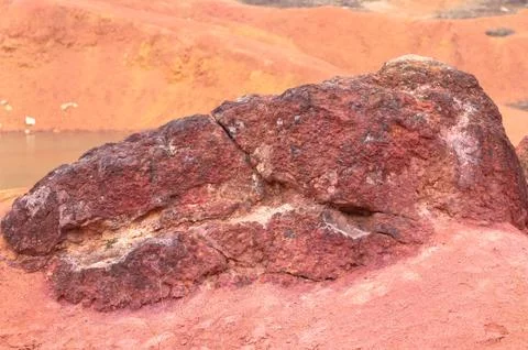 Bauxite mine raw bauxite on surface Stock Photos