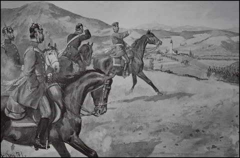 Bavaria Bavarian Army Commanding General on the Manoeuvre Field Germany ca 1900 Stock Illustration