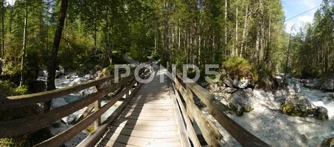 Bavaria Berchtesgaden National Park Ramsau Nature learning trail river Ache Stock Photos
