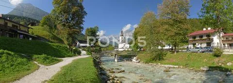 Bavaria Berchtesgaden National Park Ramsau St. Sebastian Church Stock Photos