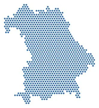 Bavaria dotted map, blue dots, German federal state Illustrazione stock