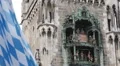Bavaria Flag Famous German Icon Glockenspiel Chimes Bells Munich New Town Hall HD Footage