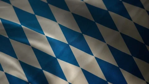 Bavaria flag waving closeup with blue and white diamond pattern, German regiona 스톡 동영상 339547956