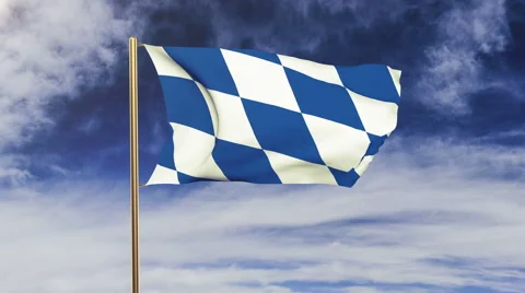 Bavaria flag waving in the wind. Green screen, alpha matte. Loopable animation Video stock 48275355