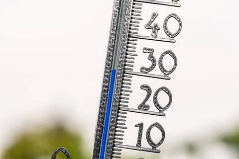  Bavaria, Germany - 25 August 2023: Thermometer in the sun at 30 degrees C... Stock Photos
