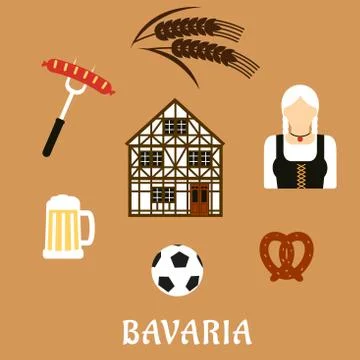 Bavaria travel and objects flat icons Ilustración de archivo