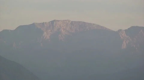 Bavarian Alps from the distance at sunset Stock Footage 33476774