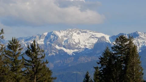 Bavarian alps during spring with snow on the summits Stock Footage 154706176