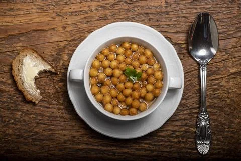 Bavarian baked pea soup Stock Photos