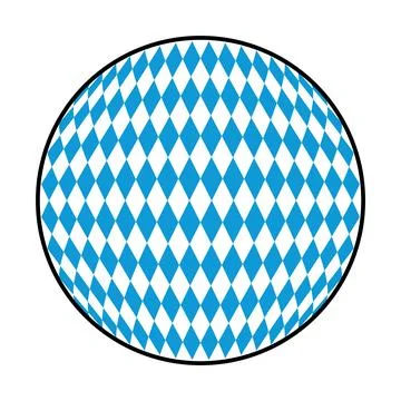Bavarian diamond pattern in blue and white inside black circle on white Stock Illustration
