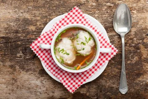 Bavarian dumpling soup Stock Photos