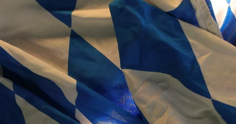 Bavarian flag diamond pattern textile close up detail background Stock Footage 347162747