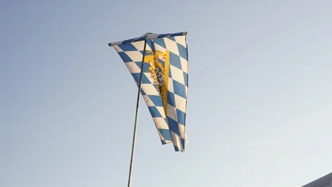 Bavarian flag in front of blue sky. Stock Footage 89154451