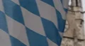 Bavarian Flag Marienplatz Munich German New Town Hall Clock Tower CloseUp Detail HD Footage