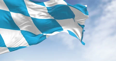 Bavarian flag waving in he wind on a clear day Stock Footage 311866157