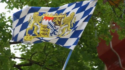 Bavarian Flag in the wind Stock Footage 89666229