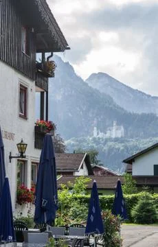 Bavarian hotel with castle Stock Photos