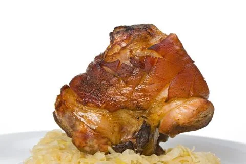 Bavarian knuckle of pork with potato dumpling Stock Photos