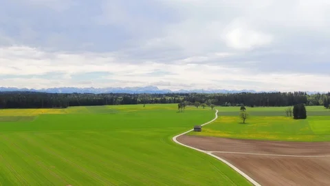Bavarian Landscape wit Alps in Spring, Bavaria, Germany Stock Footage 107153991