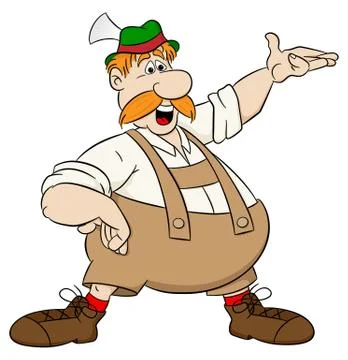 Bavarian man pointing at something Stock Illustration