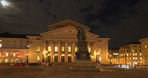 Bavarian State Opera at night, Munich, Bavaria, Germany Stock Footage 225312084