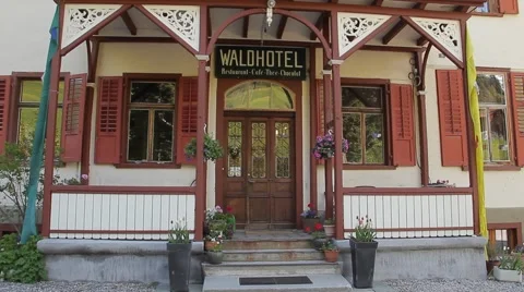 Bavarian type Hotel in Alps Stock Footage 67597181