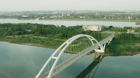 Baxi Island Bridge in Changsha Stock Footage 166014216
