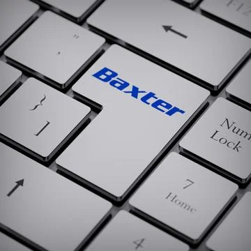 Baxter logo notebook keycap 3d illustration stock market editorial Stock Photos