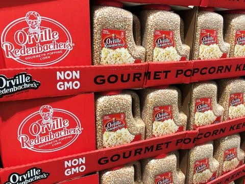 BAXTER, MN - 8 DEC 2019: Orville Redenbacher Popcorn on display in a store Stock Photos
