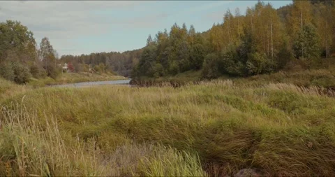 Bay of the autumn river Stock Footage 305915318