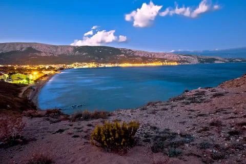 Bay of Baska evening view Stock Photos