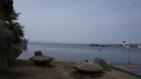 Bay with beach Vídeo Stock 91669430