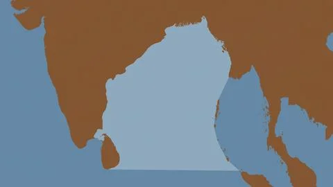 Bay of Bengal highlighted on a tiled pattern colored map Stock Illustration