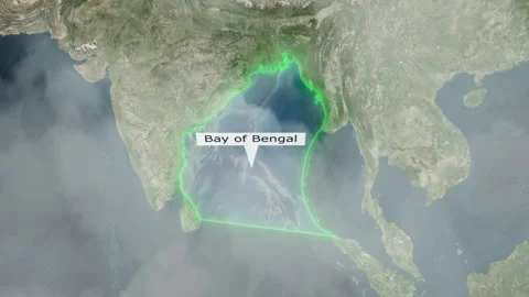 Bay of Bengal Map - Clouds Effect Stock Footage 267647665