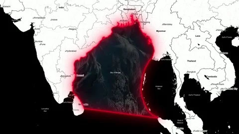 Bay of Bengal Map Stock Footage 249186903