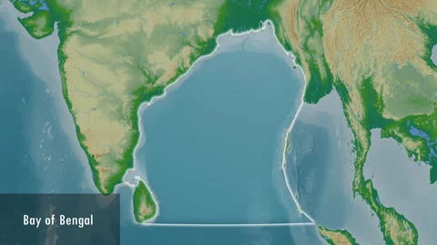 Bay of Bengal. Physical map. Patterson C... | Stock Video | Pond5