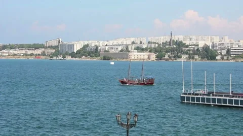 Bay with boats Stock Footage 8525560