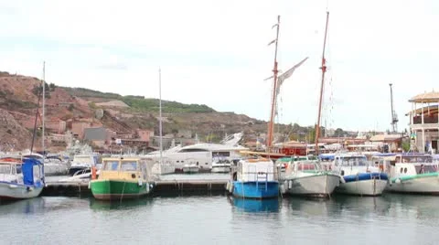 Bay with boats Stock Footage 8849835