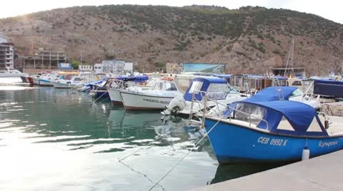 Bay with boats Stock Footage 8849887