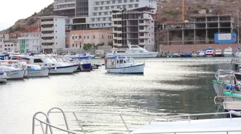 Bay with boats Stock Footage 8850065